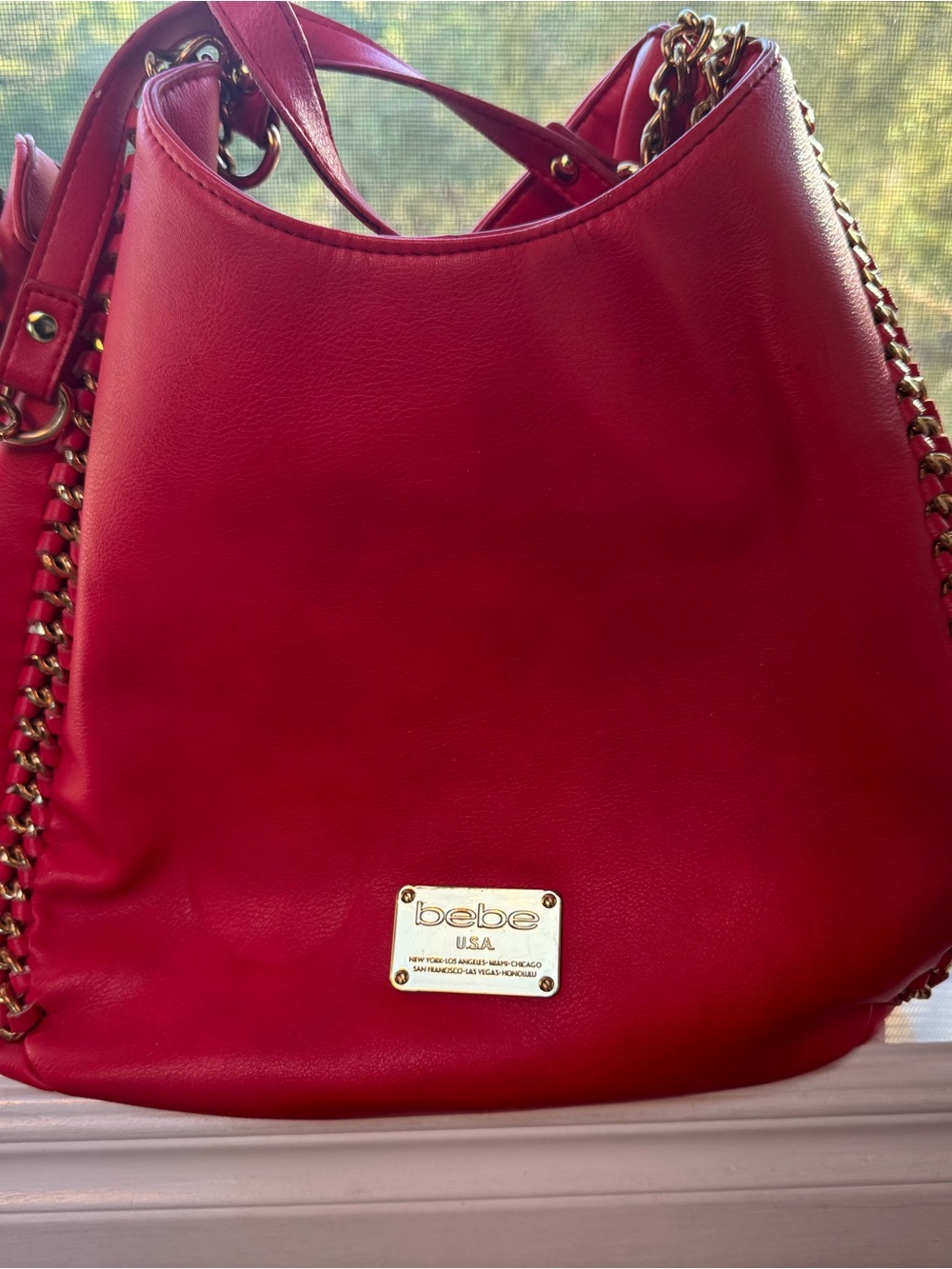 Bebe Red Faux Leather Purse